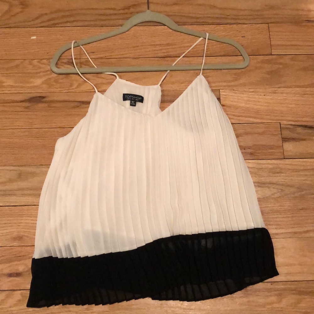 Black and white pleated Top Shop tank